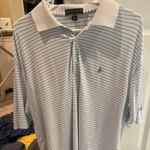 Peter Millar XL White and Blue Polo